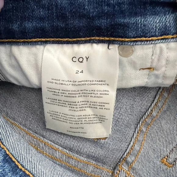 CQY Friend Los Angeles High-Rise Straight Leg Jeans Blue Size 24 - Picture 11 of 12